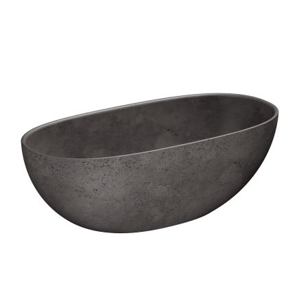 Brava Dark Grey Travertine Texture Freestanding Concrete Bath 1650x800mm