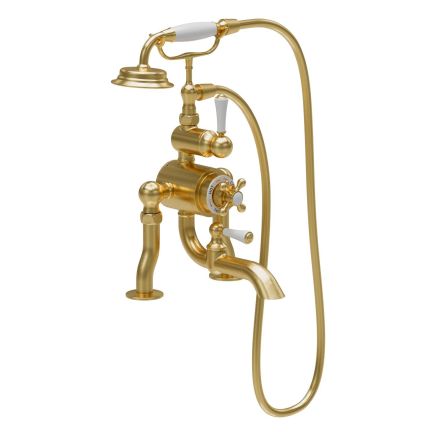Warwick Brushed Gold Thermostatic Traditional Bath Shower Mixer Tap