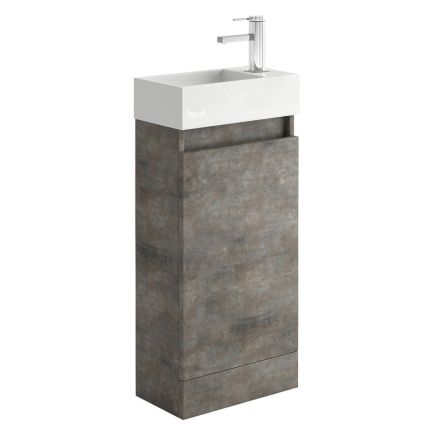 Compact Metallic Floor Standing Cloakroom Vanity Unit 390mm