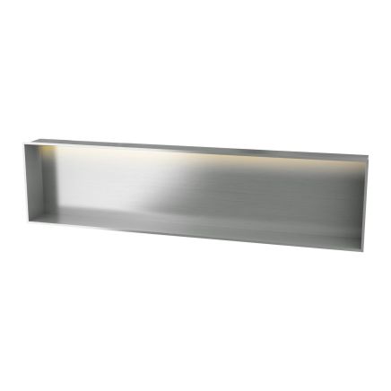 Montaro Brushed Chrome LED Shower Niche 300x1200mm