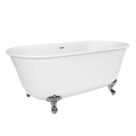 Bali White Freestanding Acrylic Bath with Chrome Feet 1500x780mm