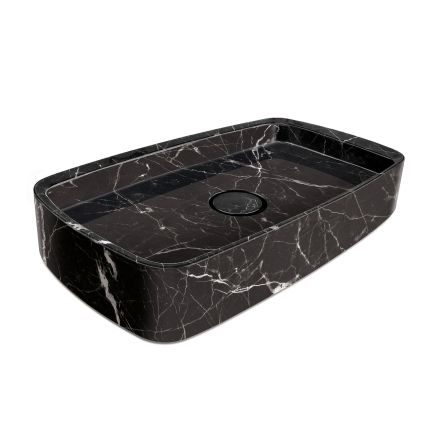 Marzio Nero Honed Marble Rounded Rectangle Basin 212987
