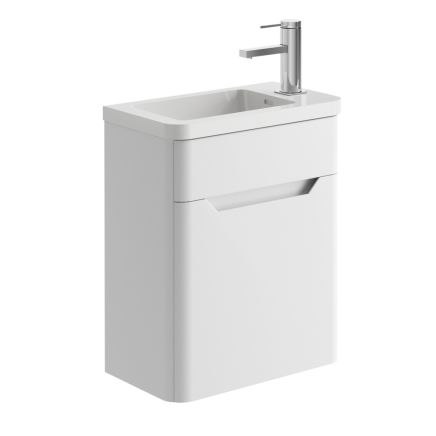 Ellis White Wall Hung Cloakroom Vanity Unit with Ceramic Basin 450mm