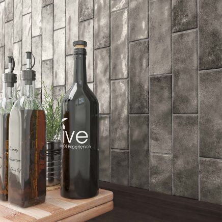 Borneo Graphite Crackle Gloss Porcelain Tile 65x200mm