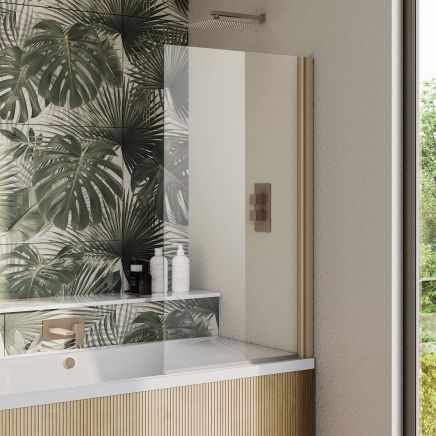 Moxby Brushed Gold Single Pivot Bath Screen