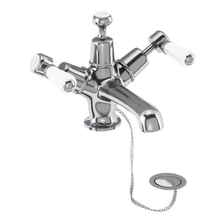 Burlington Kensington Chrome Basin Mixer Tap with Plug & Chain Waste