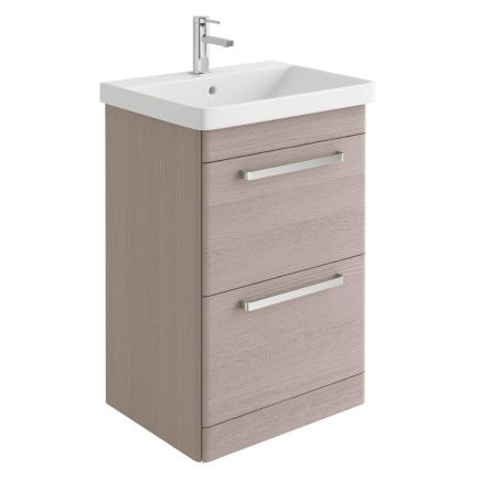 Esk Stone Grey Floor Standing Vanity Unit and Basin with Chrome Handles 500mm