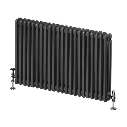 Upton Matt Black Triple Horizontal Column Radiator - 600x1010mm