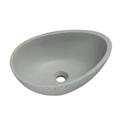 Brava Light Grey Travertine Texture Concrete Egg Countertop Basin 500x360mm