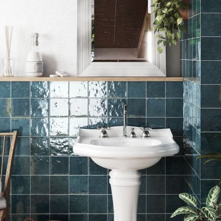 Bergamo Blue Porcelain Square Brick Tile 150x150mm