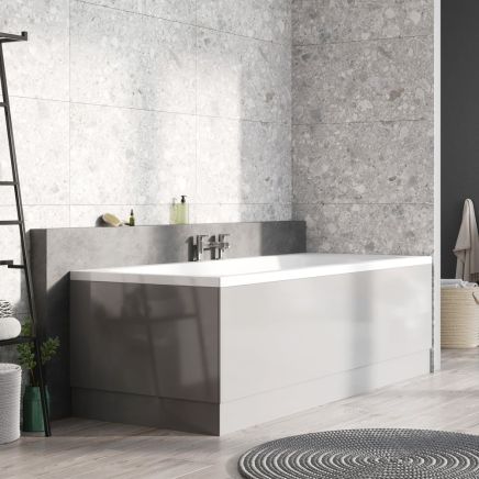 Gloss Light Grey Front Bath Panel 1800mm