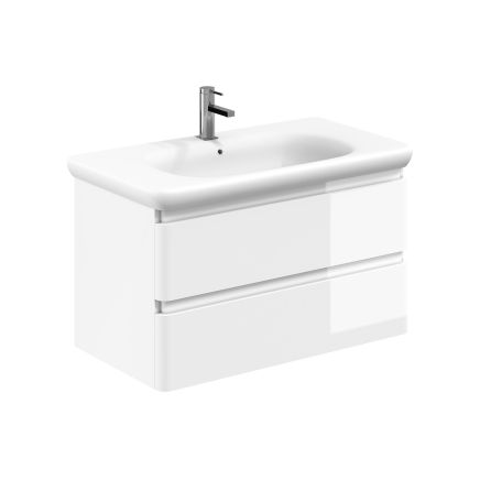 Neon Gloss White Wall Hung Vanity Unit with Lynx Resin Basin 900mm