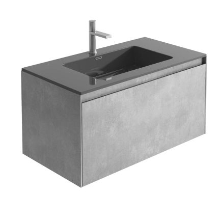 Odion Concrete Wall Hung Vanity Unit with Black Basin 900mm
