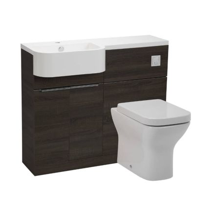 Tavistock Match Tundra Wood Left Hand Combination Vanity Basin & WC Unit 1000mm