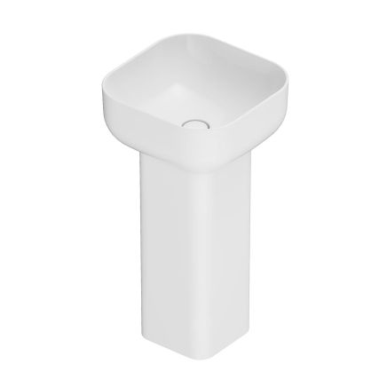 Micheli Gloss White Square Basin & Full Pedestal
