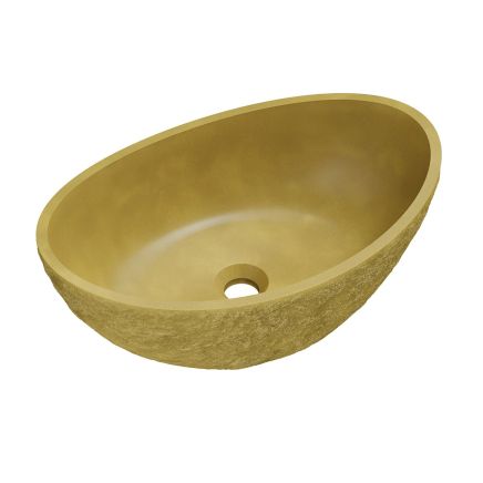 Brava Concrete Ark Basin 548mm x 348mm Raw Stone Texture Mustard