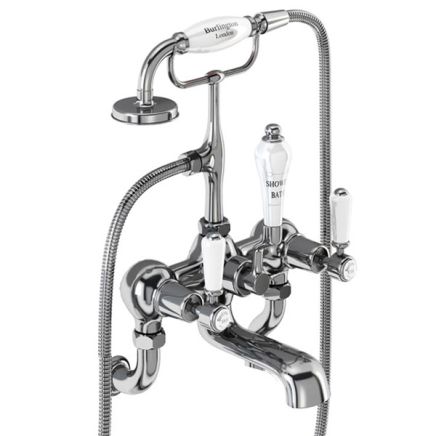 Burlington Kensington Chrome Wall Mounted Bath Shower Mixer Tap with S Adjuster