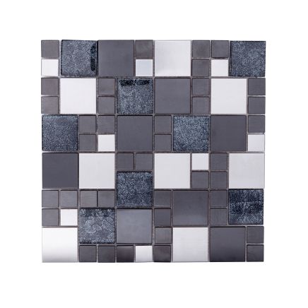 Titan Black Foil Poppy Modular Mosaic 300x300mm