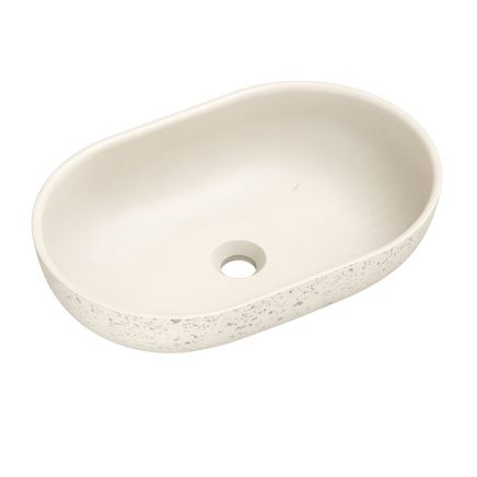 Brava Cream Travertine Texture Concrete Oval Countertop Basin 530x350mm