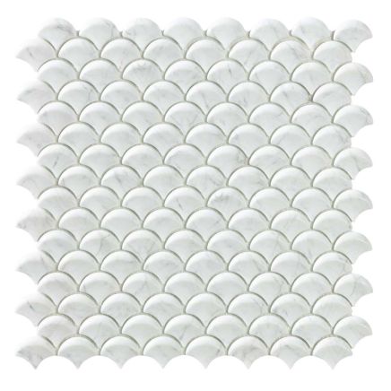 Turbot Matt White Carrara Mosaic 317x324mm