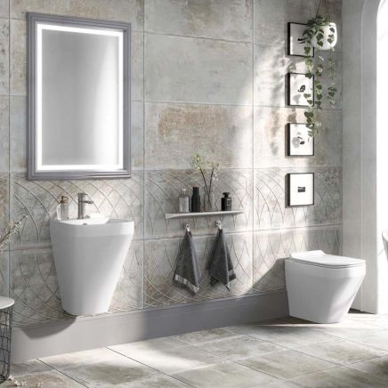 Belgrove White Rimless Toilet and Wall Hung Basin Suite