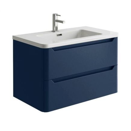 Ellis Royal Blue Wall Hung Vanity Unit with Ceramic Basin 800mm