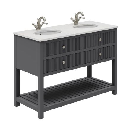 Addison Ribbed Charcoal Grey 1200mm Floor Standing Vanity Unit