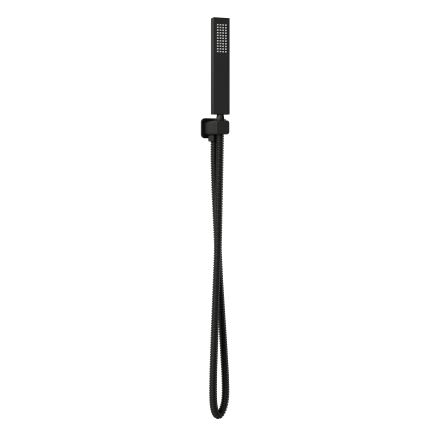 Liva Matt Black Square Shower Handset & Holder with Built-In Outlet