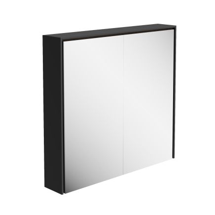 Newbury Matt Black LED Mirrored Wall Cabinet 750x700mm