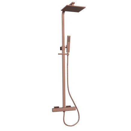 Liva Brushed Bronze Square Thermostatic Dual Shower Pack
