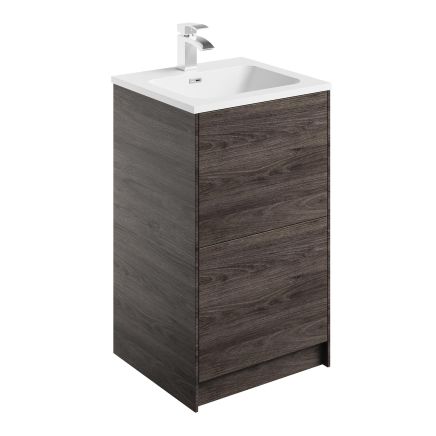 Bolero 500mm Floor Standing Vanity Unit with Ceramic Basin in Grey Linear