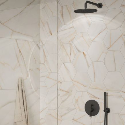 Salzburg Hexagon Gold Matt Porcelain Tile 230x270mm