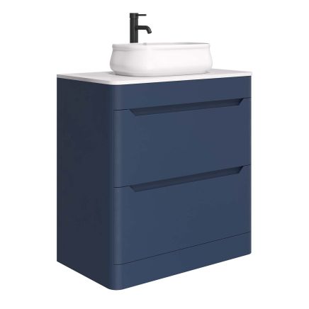Ellis Floor Standing 800mm Vanity Unit in Royal Blue with White Worktop