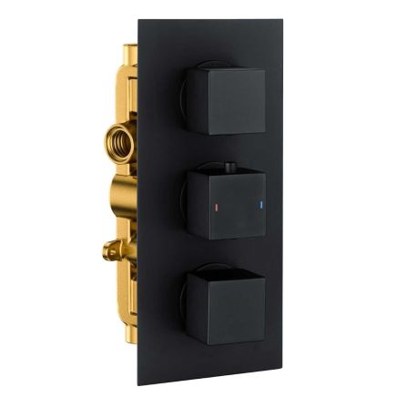 Zena Matt Black Triple Outlet Square Concealed Valve