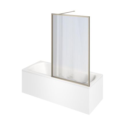 Amien Brushed Nickel Framed Fluted Glass Bath Screen - 1500x800