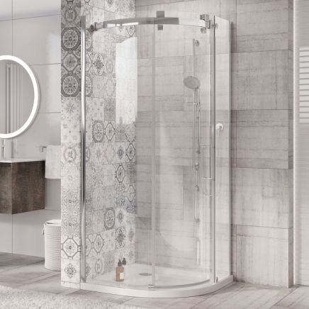 Solet Chrome Left Hand Single Sliding Door Quadrant Shower Enclosure 900x900mm