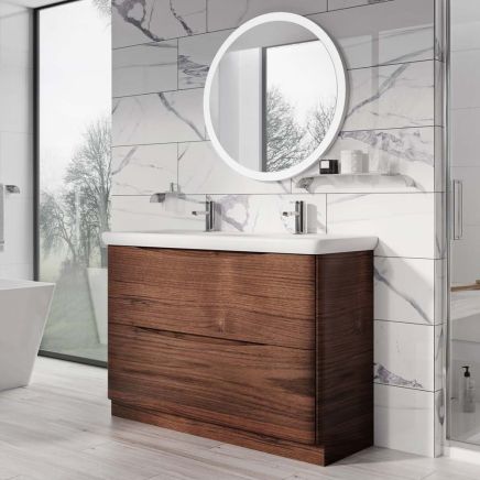 Erin Rosewood Floor Standing Vanity Unit with Link Resin Basin 1200mm
