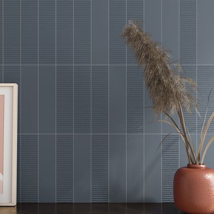 Viera Azul Ribbed Matt Ceramic Brick Tile 75x300mm