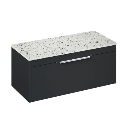 Britton Shoreditch Matt Grey Single Drawer Wall Hung Vanity Unit with Ice Blue Worktop 1000mm