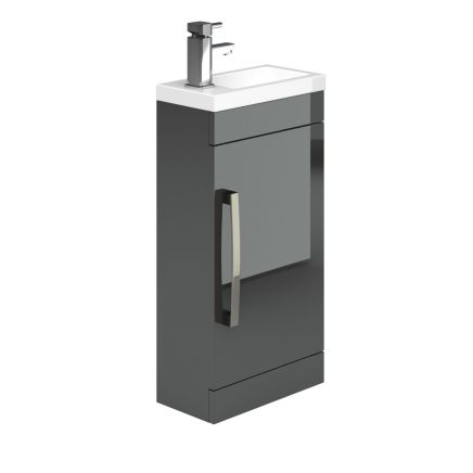 Nante Gloss Anthracite Grey Floor Standing Cloakroom Vanity Unit