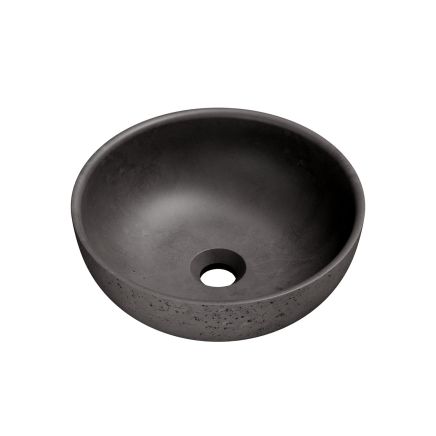 Brava Dark Grey Travertine Texture Concrete Round Countertop Basin