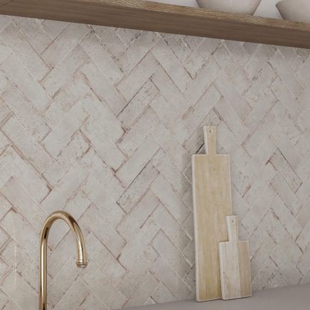 Monza Blanco Glossy Porcelain Brick Tile 65x200mm
