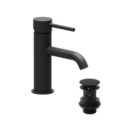 Elora Matt Black Basin Mixer Tap & Waste