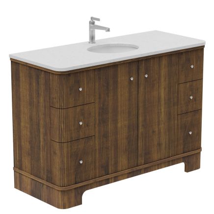 Hayward Walnut Ribbed Floor Standing Vanity Unit 1200mm