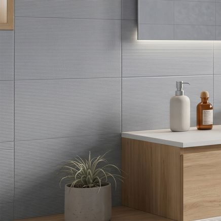 Huntsman Azul Blue Fluted Wall Tile 1200x410mm roomset