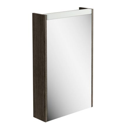 Bolero LED Mirrored Wall Cabinet Single Door Grey Linear - 450mm