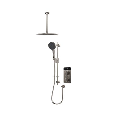 Aqualisa S2 Gunmetal Smart Digital Shower Dual Outlet (Slide Rail Kit with Fixed Ceiling Head) Gravity Pumped