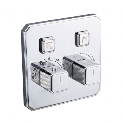 Flint Chrome Square Concealed Thermostatic Shower Valve with Dual Outlet