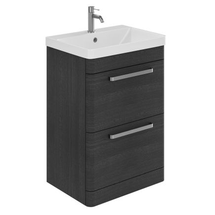 Esk Black Floor Standing Vanity Unit and Basin with Brushed Nickel Handles 500mm