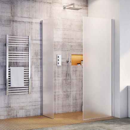 Oxford Chrome Frosted Glass Walk-In Wetroom Shower Screen 680mm